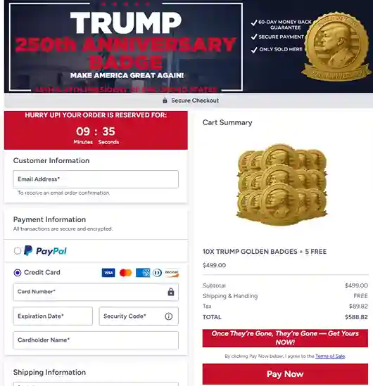Trump Golden Badge Order Page